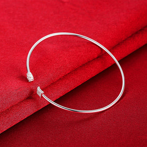 Swarovski Crystal Geo Adjustable Bangle in 18K White Gold Plated