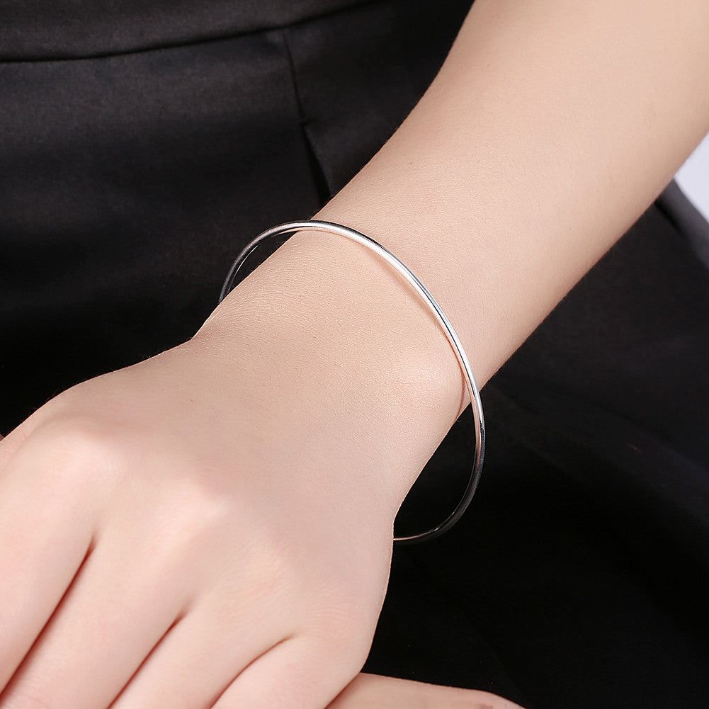 Swarovski Crystal Geo Adjustable Bangle in 18K White Gold Plated