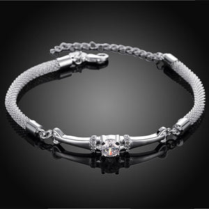 Swarovski Crystal Mesh Bracelet in 18K White Gold Plated