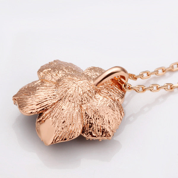 Rose Gold Plated Large Onyx Rose Petal Necklace