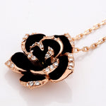Rose Gold Plated Large Onyx Rose Petal Necklace