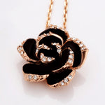 Rose Gold Plated Large Onyx Rose Petal Necklace