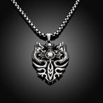Double Dragon Emblem Stainless Steel Necklace