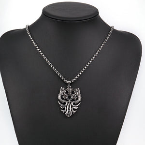 Double Dragon Emblem Stainless Steel Necklace