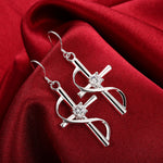 18K White Gold Plated Abstract Curved Cross Earring