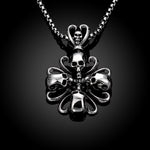 Rose Petal Skull Emblem Stainless Steel Necklace