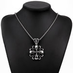 Rose Petal Skull Emblem Stainless Steel Necklace