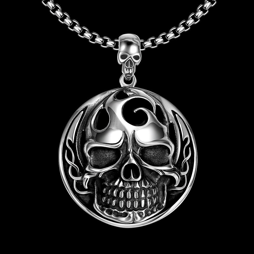 Thick Skull Emblem Stainless Steel Necklace