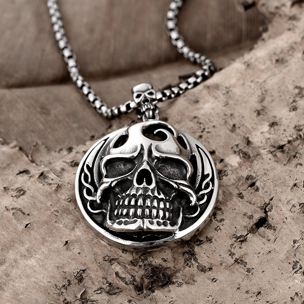 Thick Skull Emblem Stainless Steel Necklace