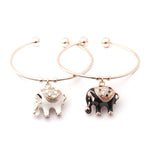 Elegant Rose Gold Elephant Charm Bangle
