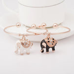 Elegant Rose Gold Elephant Charm Bangle