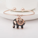 Elegant Rose Gold Elephant Charm Bangle