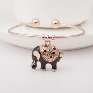 Elegant Rose Gold Elephant Charm Bangle