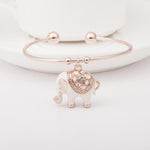 Elegant Rose Gold Elephant Charm Bangle