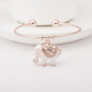 Elegant Rose Gold Elephant Charm Bangle