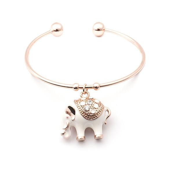 Elegant Rose Gold Elephant Charm Bangle