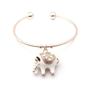 Elegant Rose Gold Elephant Charm Bangle