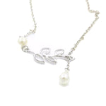 Leaf Pearl Lariat Necklace