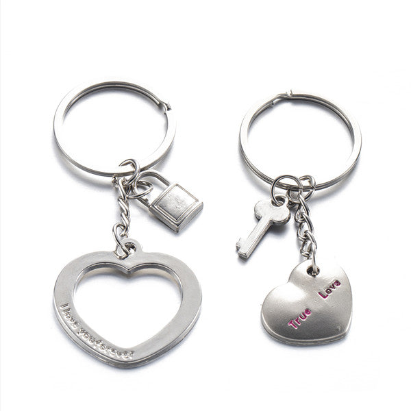 Couple's Key and Lock Keychain