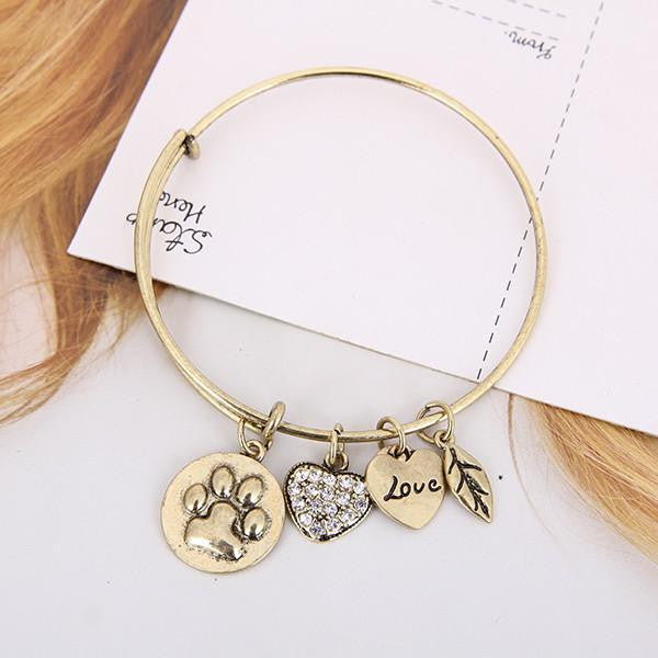 Paw Print Charm Bangle
