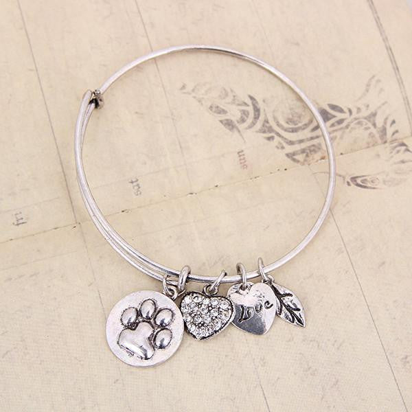 Paw Print Charm Bangle