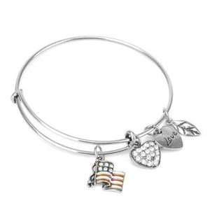Flag Love Charm Bangle