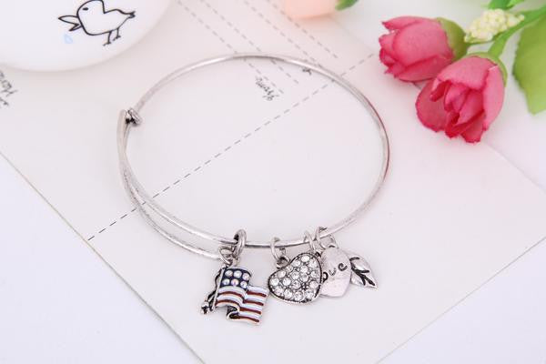 Flag Love Charm Bangle
