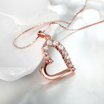 Rose Gold Plated Half Hearted Crystal Inlay Necklace