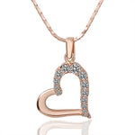 Rose Gold Plated Half Hearted Crystal Inlay Necklace