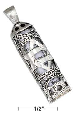 Sterling Silver Star Of David Mezuzah Pendant with Scroll