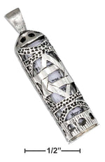 Sterling Silver Star Of David Mezuzah Pendant with Scroll