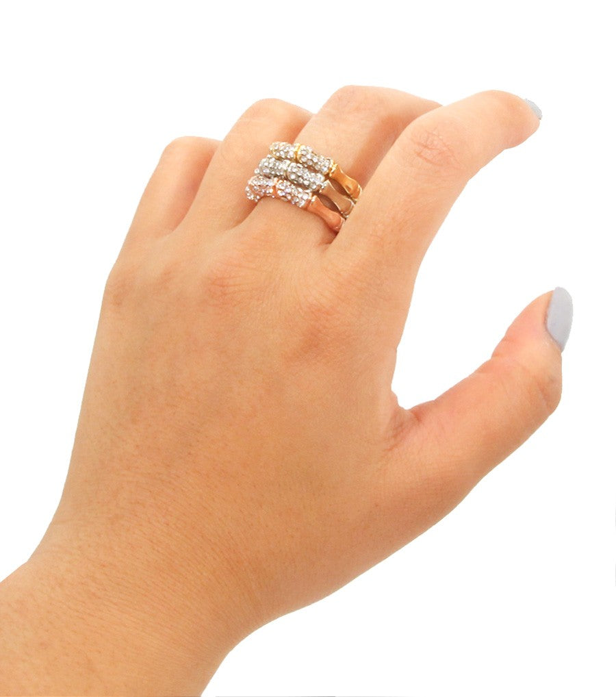 Crystal Metal Ring Set Color-Clear
