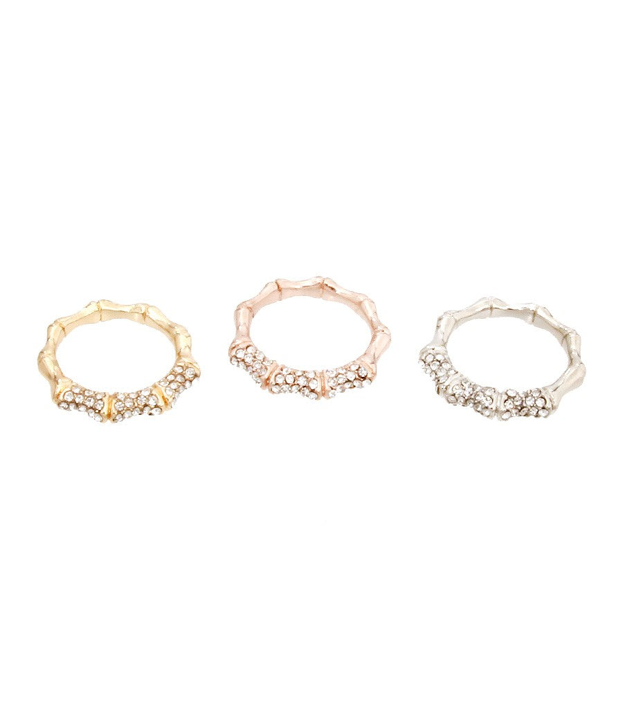 Crystal Metal Ring Set Color-Clear